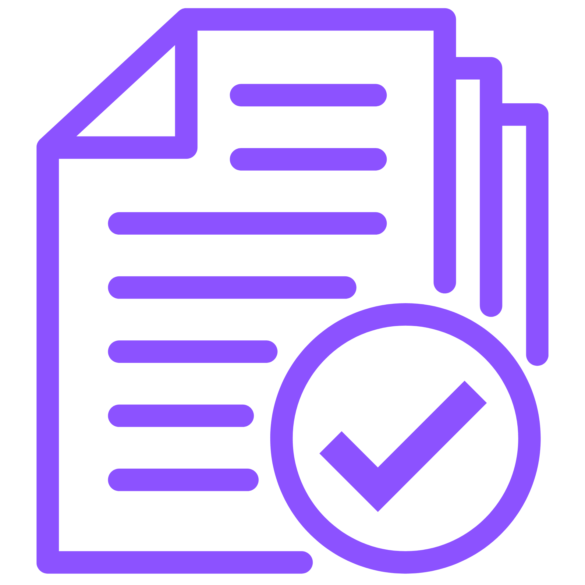 Ikona dokumentów z symbolem zatwierdzenia, symbolizująca automatyzację dokumentacji i workflow