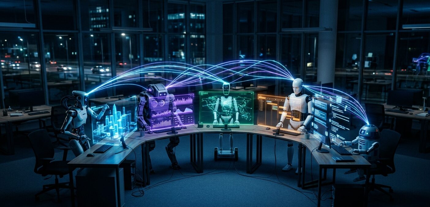 System wielu agentów AI współpracujących w jednym środowisku pracy firmy