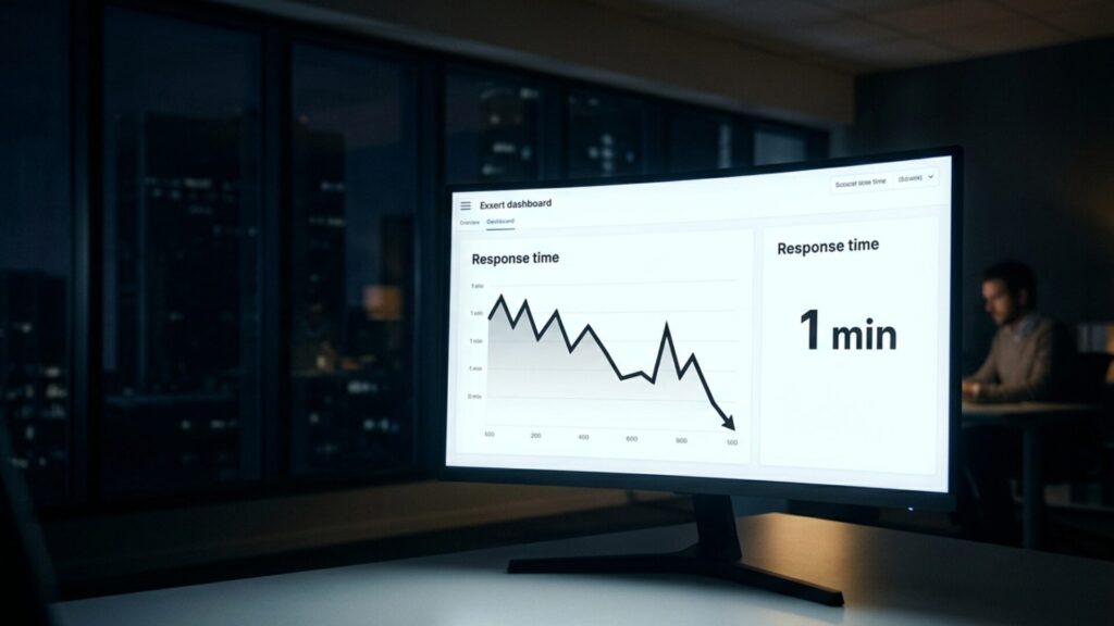 Dashboard AI pokazujący skrócony czas odpowiedzi w obsłudze reklamacji i zgłoszeń klientów